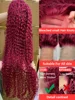 250 Density 13x4 Curly 99J Burgundy Lace Front Wig Red Wine Colored 30 40 Inch Deep Wave 13x6 HD Lace Frontal Human Hair Wigs 2
