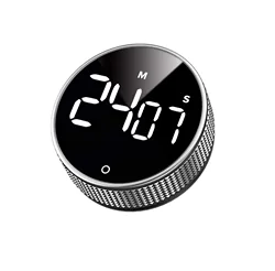 Smart LED Digital Kitchen Timer with Magnetic Backing and Alarm Function (Black)