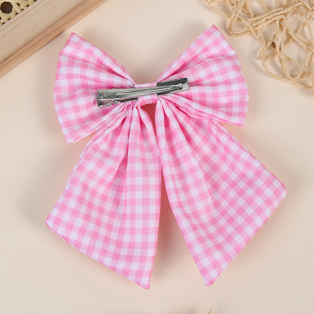 Elegant Plaid Bow Hair Clips - Vintage Checkered Bowknot Hairpin in Trendy Korean Style