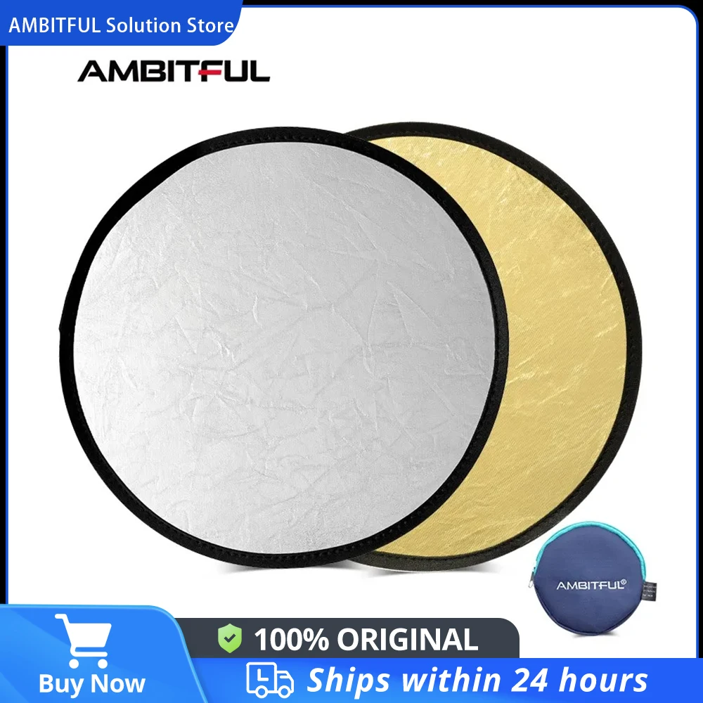 Photography Reflector 30cm 2in1 Multi-Disc Diffuers Light Round Reflector with Bag Portable Collapsible Silver Gold White for Photography Studio