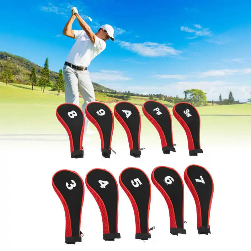 10pcs Golf Club Head Cover Neoprene Golf Head Cover for Woods Irons Golfer Lovers 6