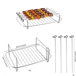 Enhanced Stainless Steel Layered Grilling Rack Tray for Air Fryers - 3 - Piece Set (Rectangle rack)