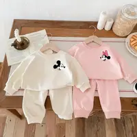 Disney Cartoon Cute Kids Long Sleeved Tracksuit Set Boutique Fashion Children Girl Boy Sweatshirt + Sweatpants Two Piece Suit