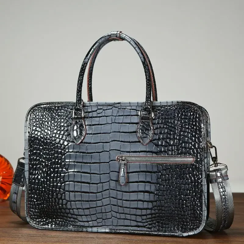 New Fashion Alligator Men's Briefcase Crocodile Pattern Cow Leather Travel Bags Handbags Men Shoulder Bag Messenger Laptop Bags 4