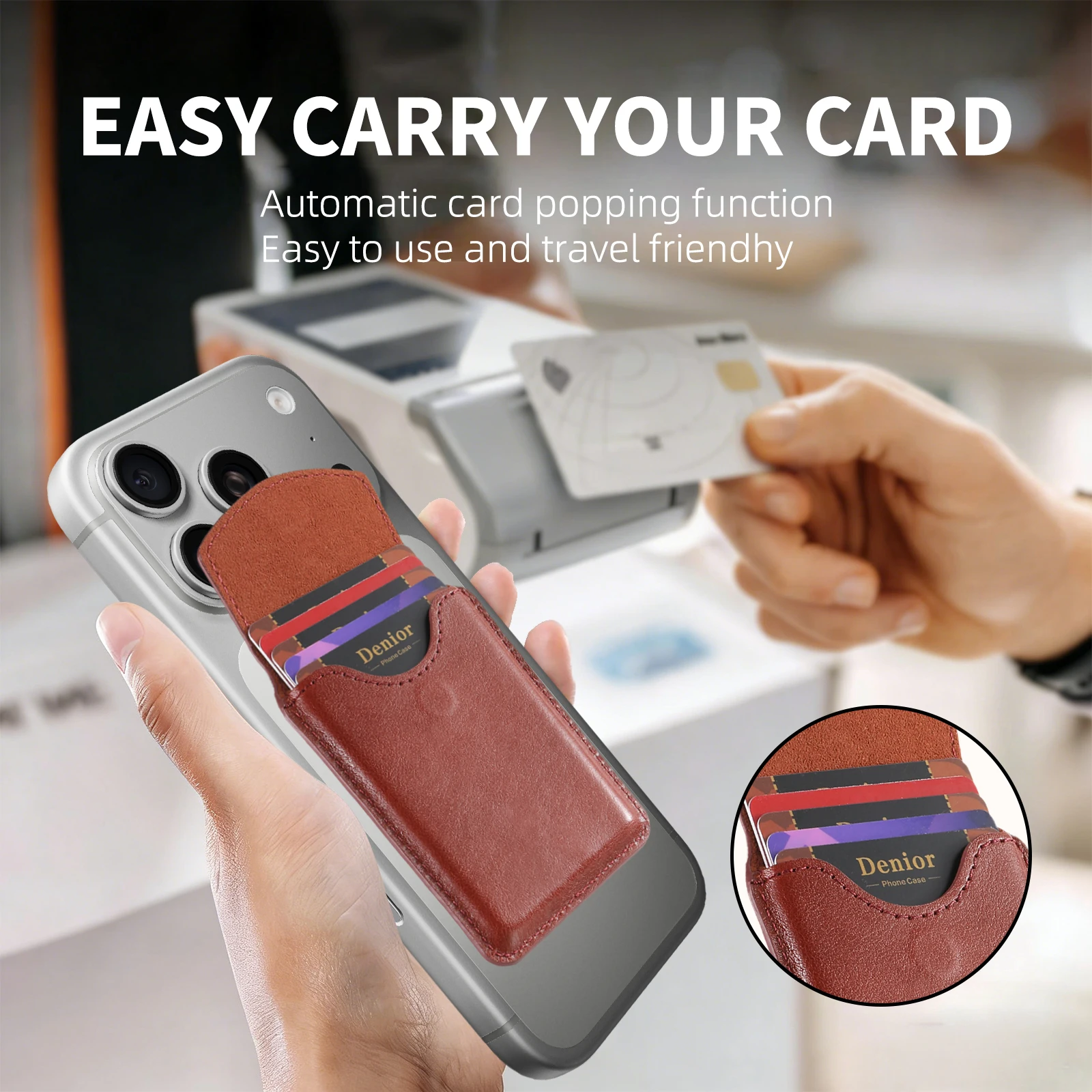 MagSafe Magnetic RFID-Blocking PU Leather Slim Phone Wallet Case