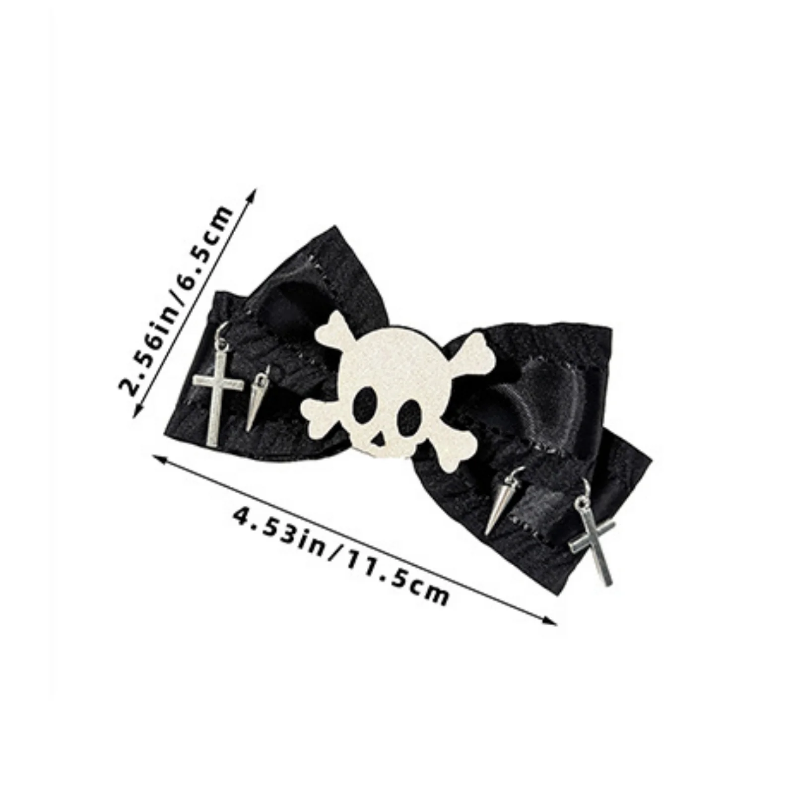 1PC Halloween Gothic Hair Clips Set, Skull & Cross Design, Black Bow Hair Accessories For Spooky Style