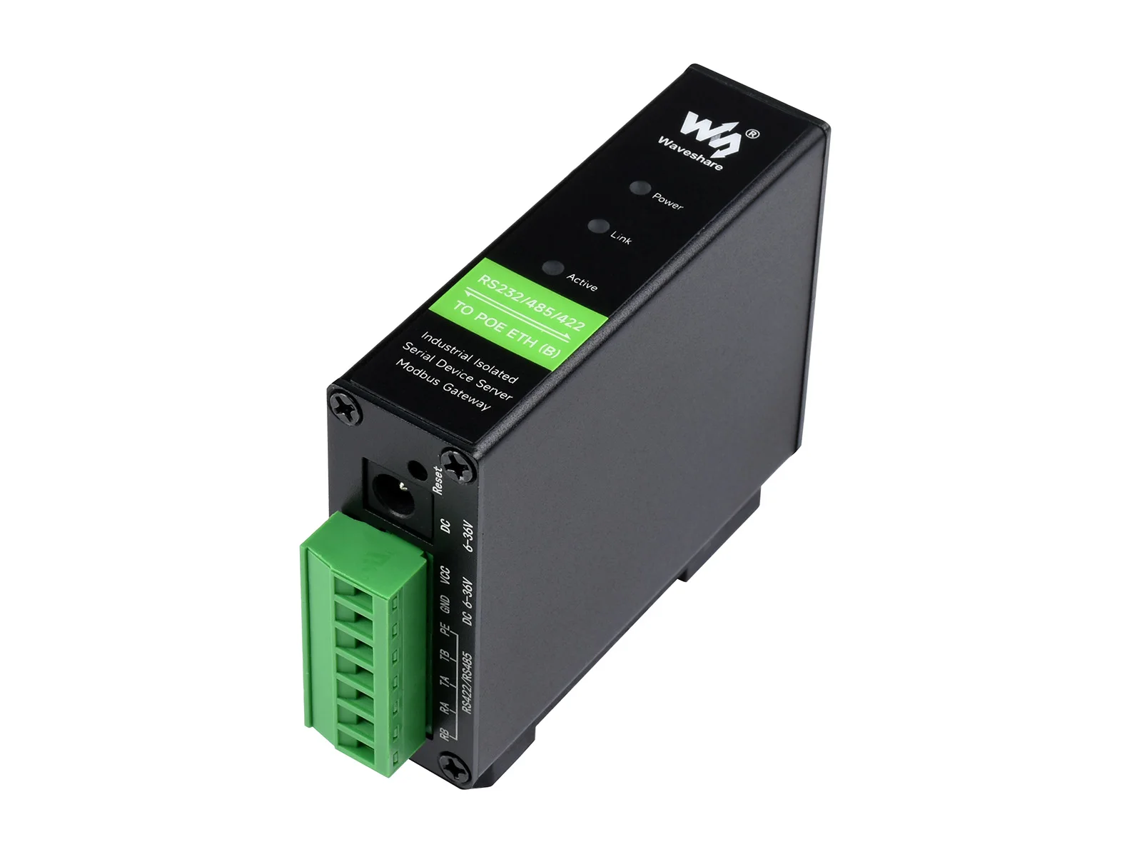 

Waveshare Rail-Mount Serial Server, RS232/485/422 To RJ45 Ethernet Module, TCP/IP To serial, With POE Function, MQTT Gateway