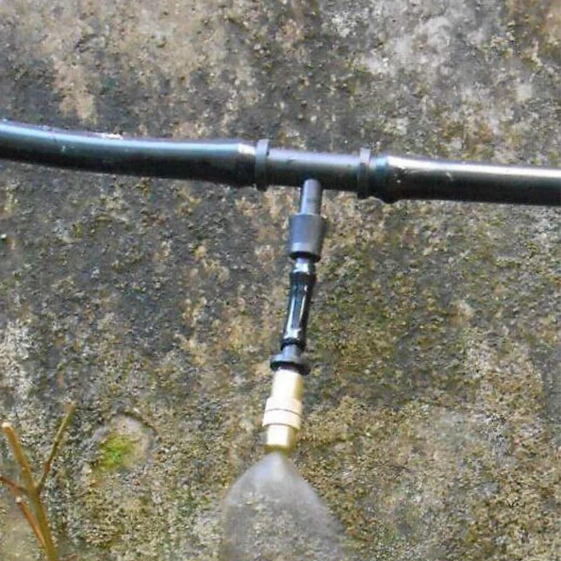 4X Garden Hose Pipe One Way Adapter Tap Connector Fitting For Irrigation & 12 Set Copper Adjustable Spray Nozzle Spray