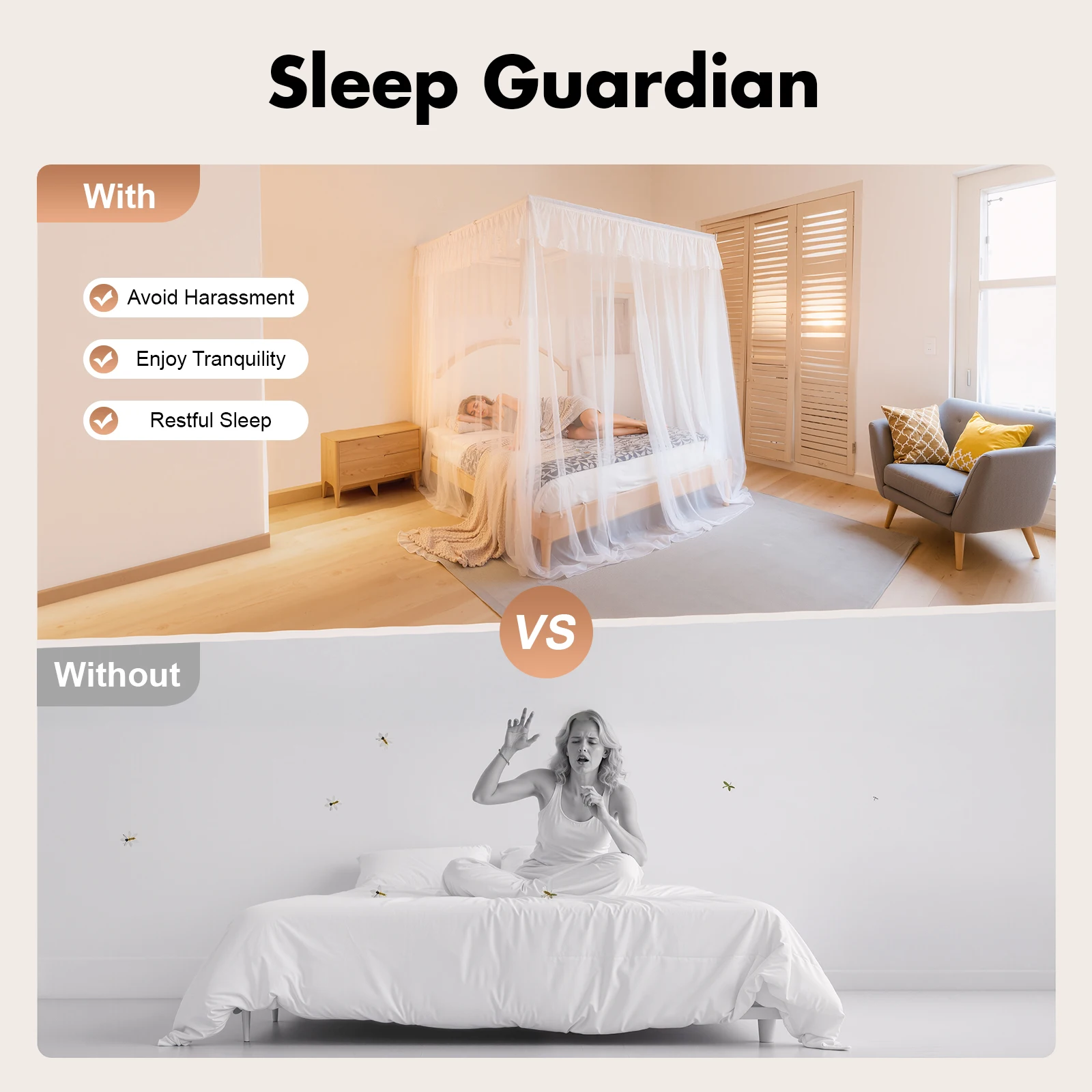 1.5m/2m Stainless Steel Mosquito Net Adjustable Canopy Bed Frame Modern Rectangular Bracket Silver for Queen/King Size Bed