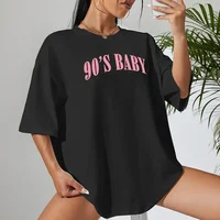 90's Baby Creativity Letter T-Shirts for Women Funny Oversize Tops Street Hip Hop Clothing All-math Female Short Sleeve 1