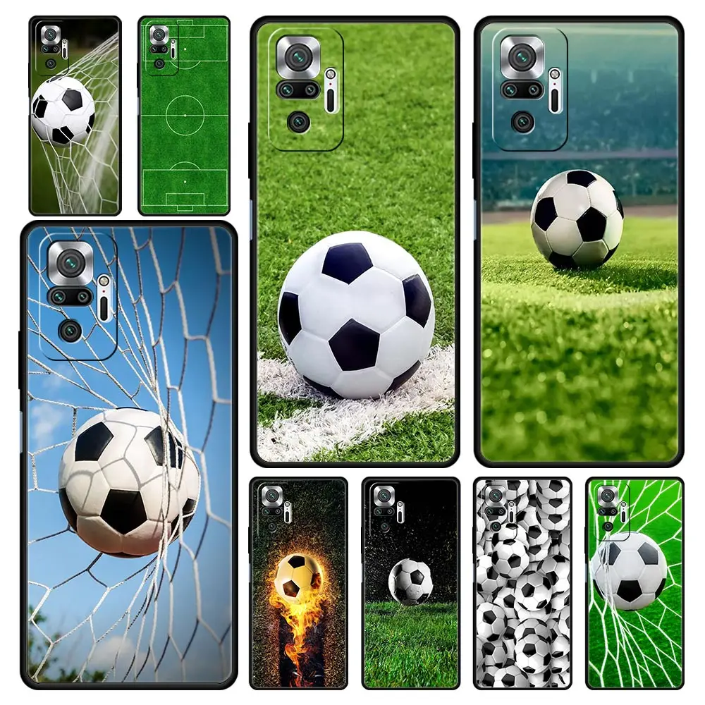 Soccer ball Football Field Luxury Phone Case For Xiaomi Redmi Note 12 11 10 Pro Plus 9S 9 8 7 9T 8T 9C 9A 5G K40 Gaming Cover