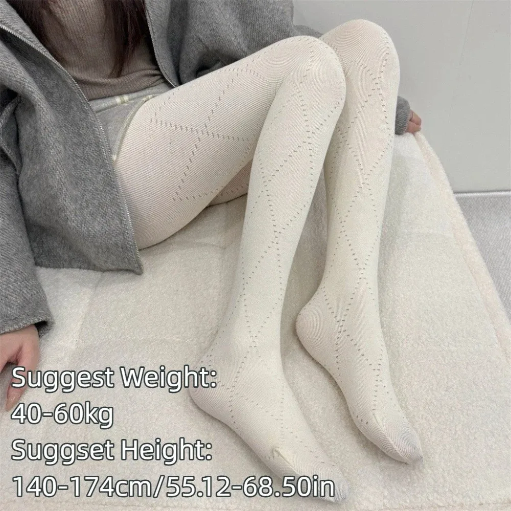 Fashionable Jacquard Knitted Stockings High-elastic Skinny Fit Argyle Tights Soft Breathable Thermal Leggings Autumn Winter