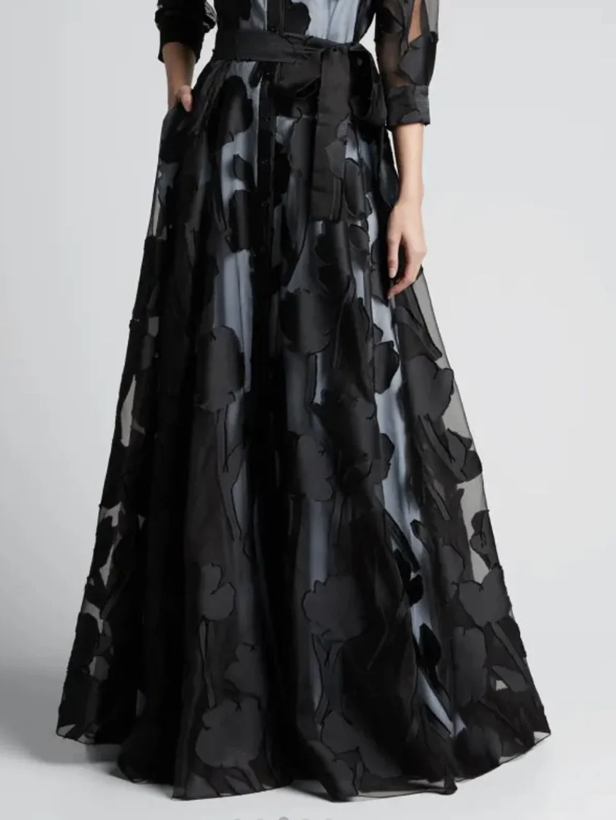 فستان طويل مثير بخصر معقود للنساء ، شبكة جاكار ، ب...