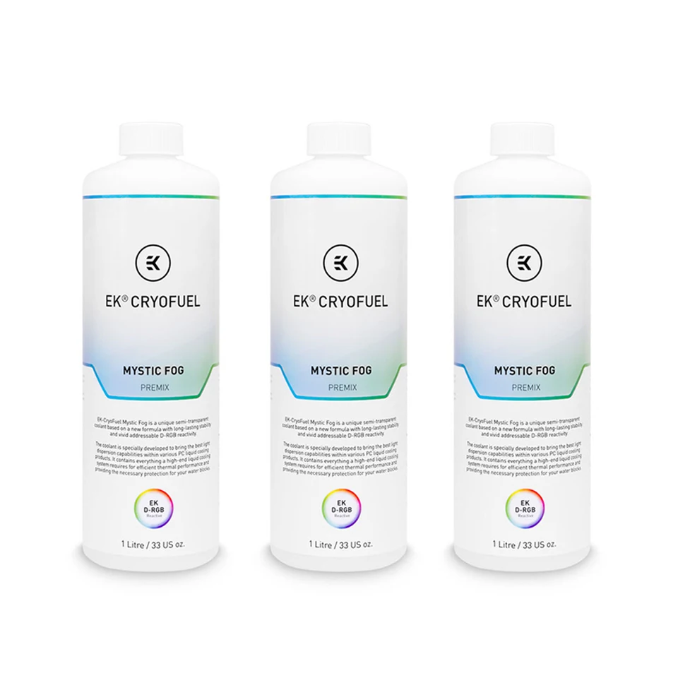 Liquide De Refroidissement EK-CryoFuel Mystic Fog 1000ml - Effet Nébuleux Réactif Aux LEDs, Pour Watercooling PC