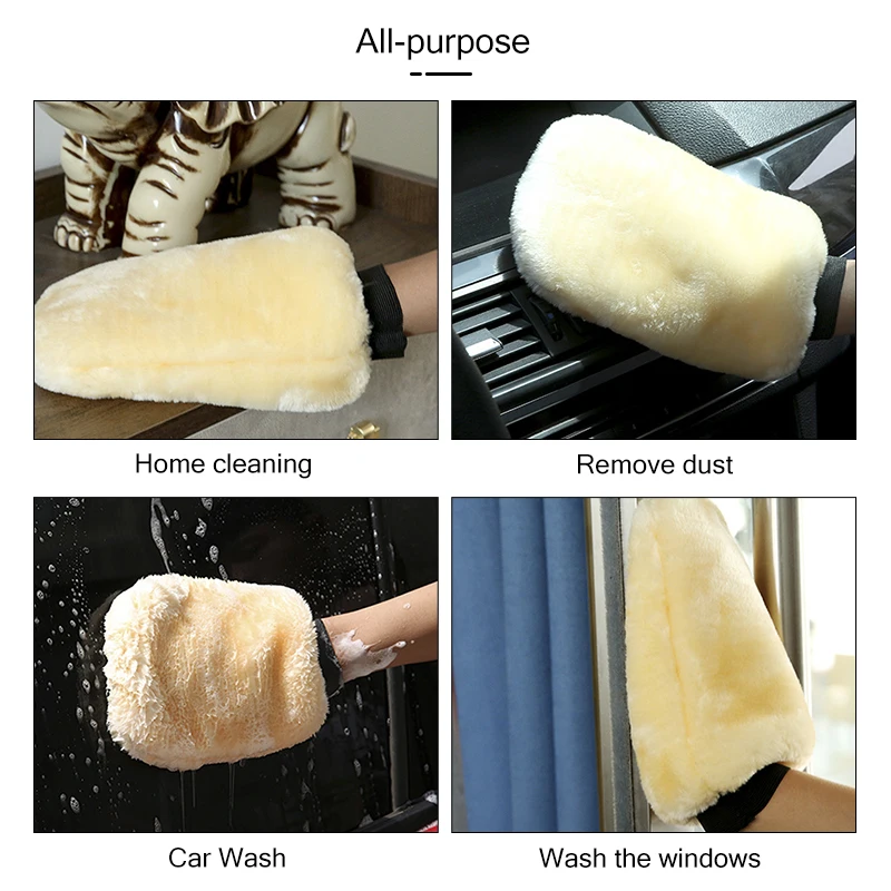 1pcs Double Sided PVC Car Polishing Gloves Car Washing Towel Car Wiping Cloth Water Absorbent Plus Fleece Gloves