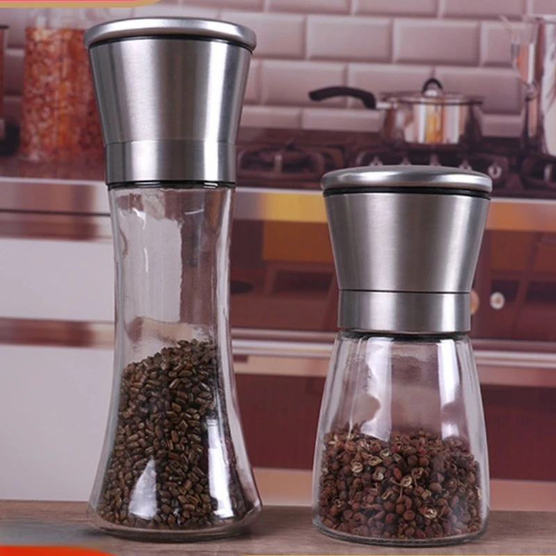 Grinder Stainless Steel Salt and Pepper Mill Manual Food Herb Grinders Spice Jar Containers Kitchen Gadgets Spice Bottles Glass salt pepper grinder