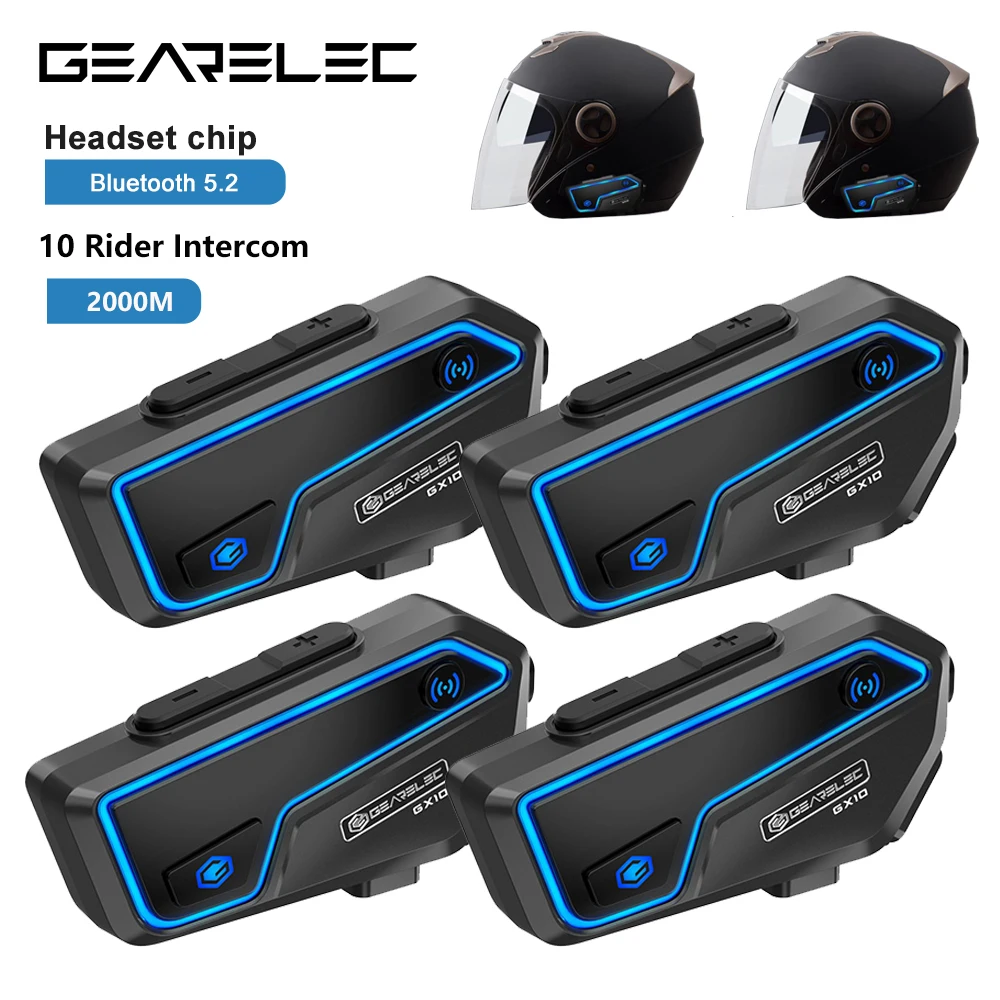 GEARELEC GX10 for 10 Riders Motorcycle Bluetooth Helmet