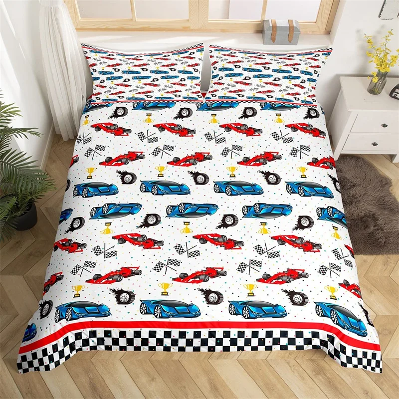 Boys Racing Car Duvet Cover Speed Sports Cars Quilt Cover Microfiber