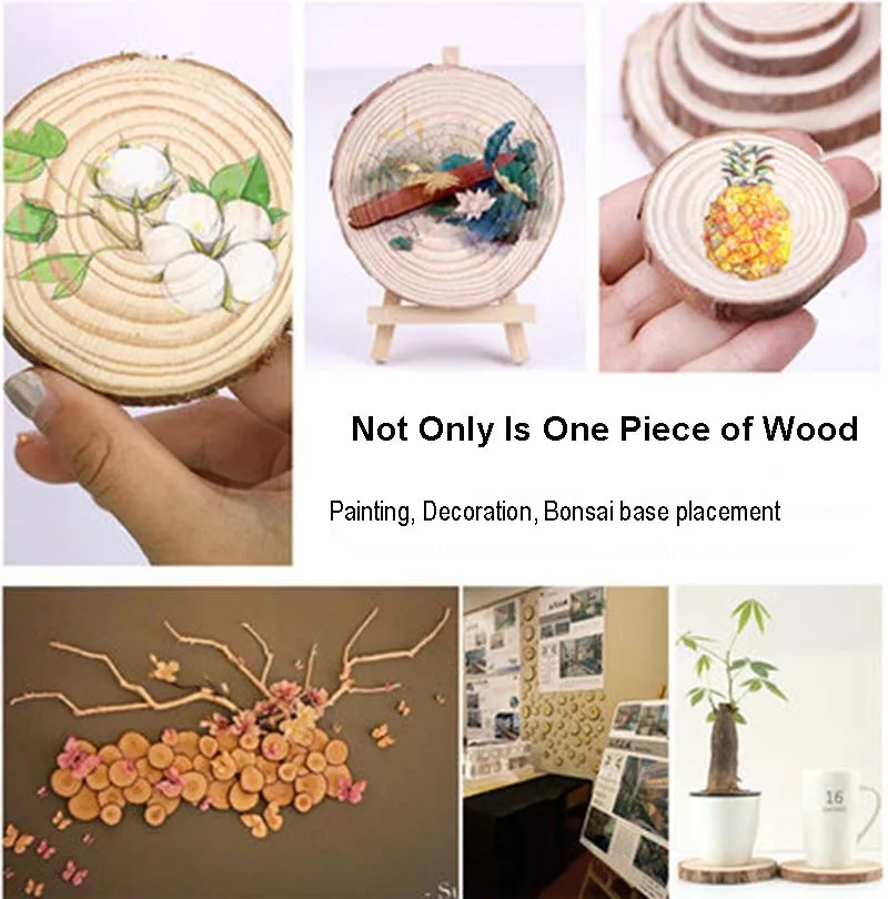 Wood Slices 3-16CM Thick Natural Pine Round Unfinished With Tree Bark Log Discs DIY Crafts Wedding Party Painting 1-10pc