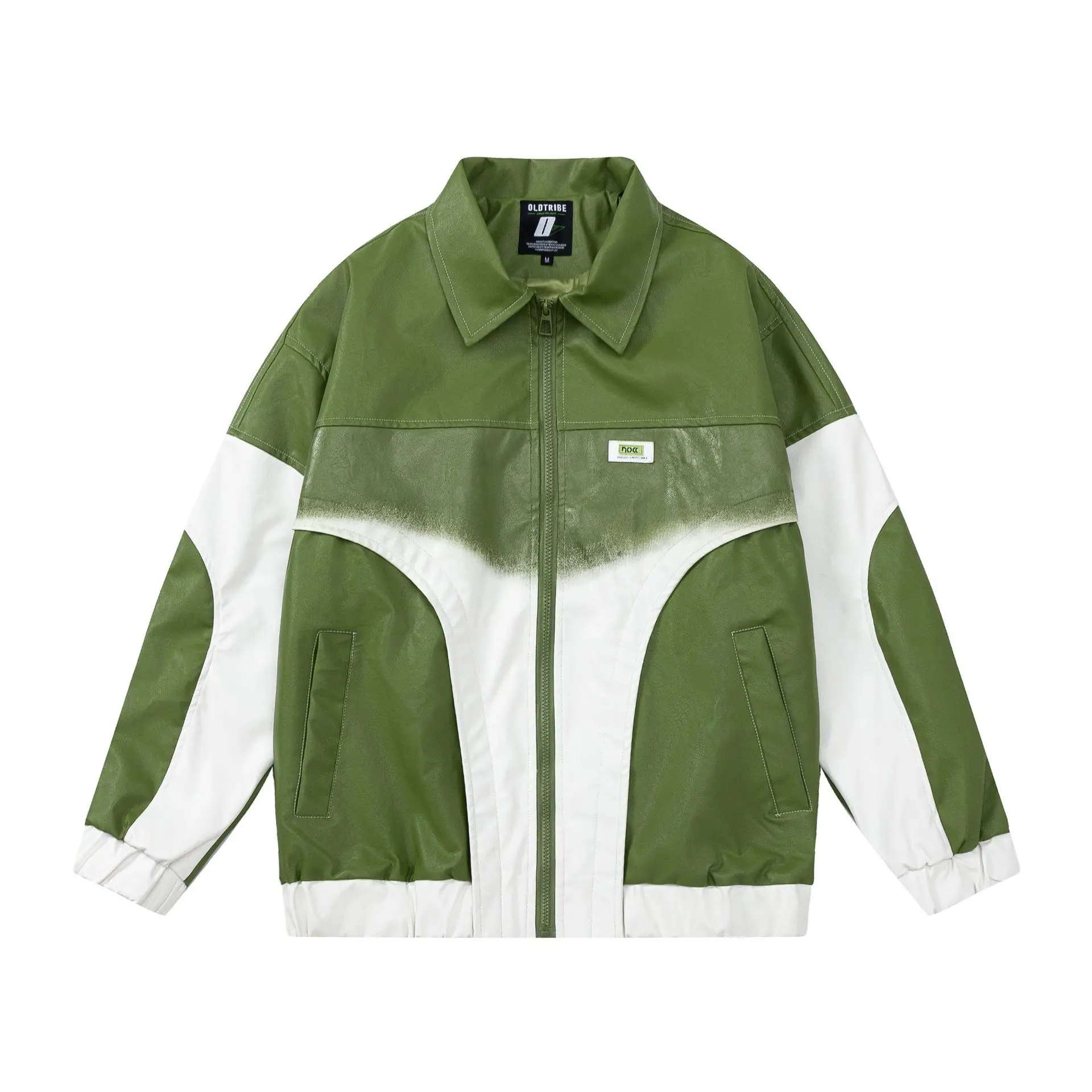 

Men Contrasting Color Gradient Baseball Jacket American Trend College Style Retro Couple Top Casual Street Hip-hop Harajuku Coat