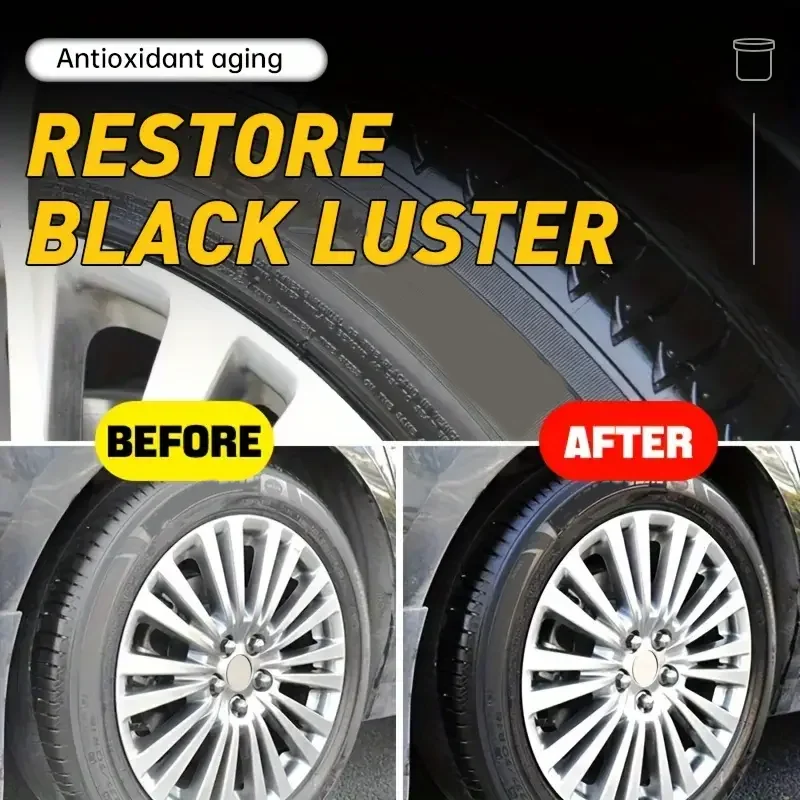 Tire Shine Wax 500g with Special Sponge Blackening Polish Brightener Protecting Maintenance Refurbishing