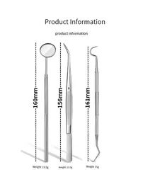 Premium Stainless Steel Dental Care Kit - Professional Oral Cleaning & Tartar Removal Set (Silver 3 pcs)