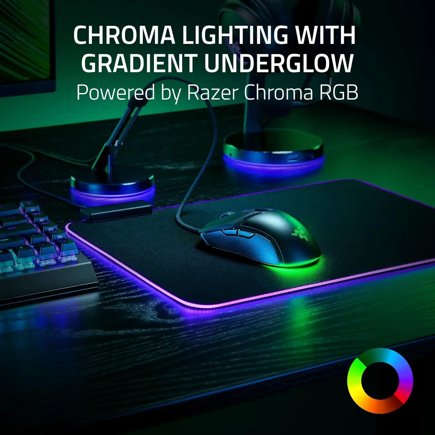 기존 Razer Cobra 58g 경량 유선 게임용 마우스 광 마우스 스위치 Gen-3 Chroma 조명(그라디언트 언더글로우 포함)