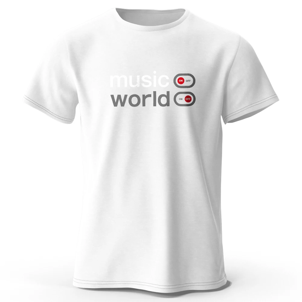 Men's Oversized Music World Graphic T-Shirt – 100% Cotton Summer Top