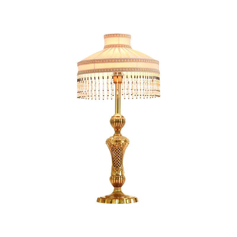 

French Copper Villa Living Room Study Decoration Desk Lamp Retro European Classic Bedroom Bedside Table Lamp