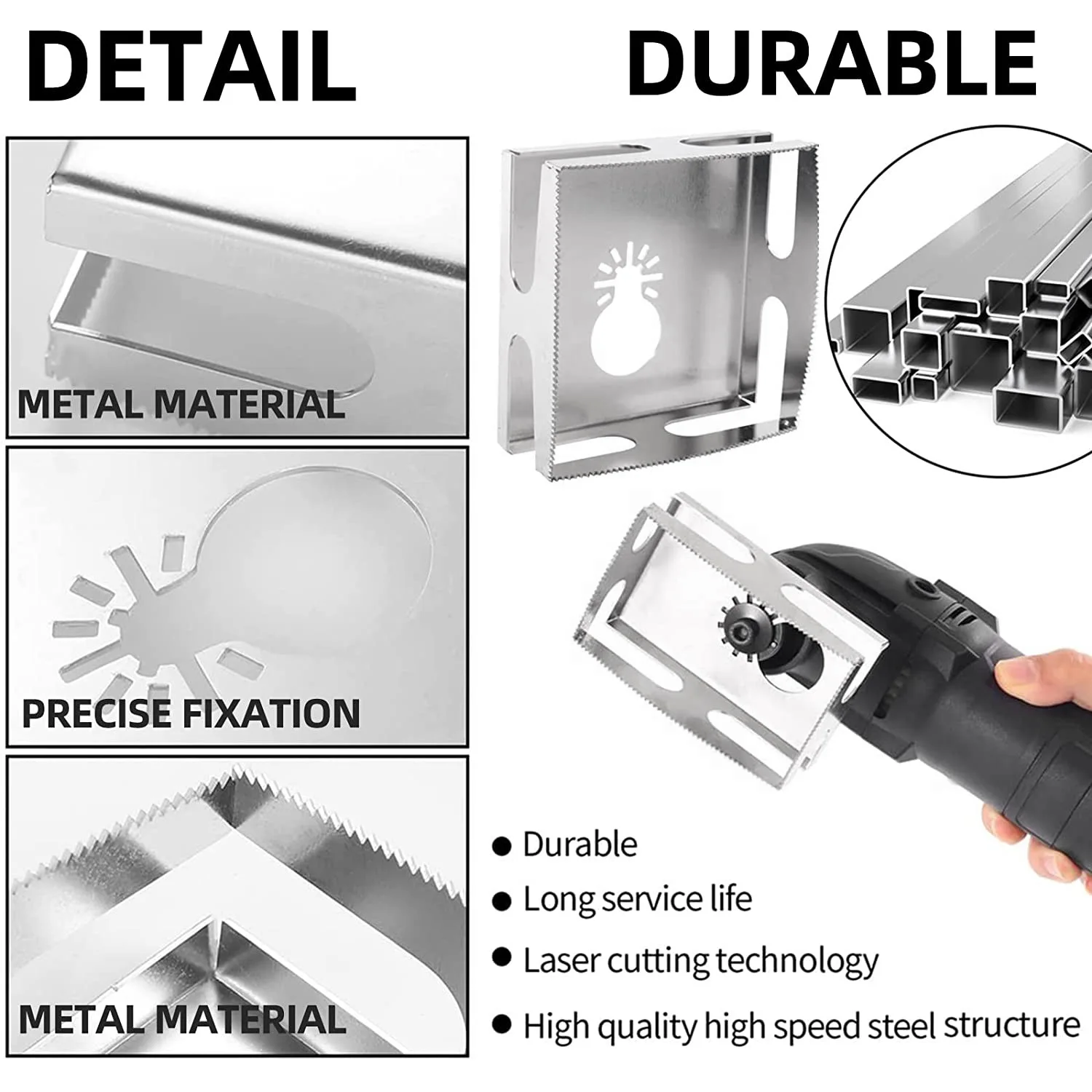 2 Pcs Square Slot Cutter for Electrical Box Drywall Outlet Cutout Tool Oscillating Square Blade for Drywall, Metal, Wood