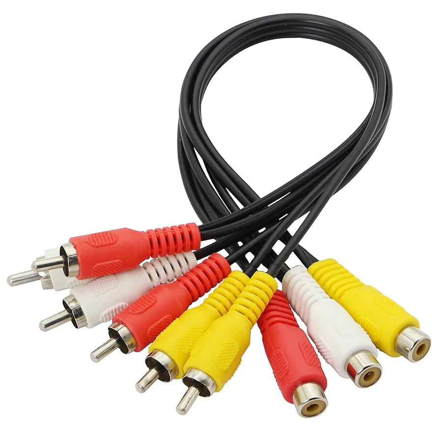

0.3M CVBS Composite AV Extension Cable 3RCA to 6RCA Male To Female A/V Audio Video Splitter Adapter for TV DVD Set-Top Box
