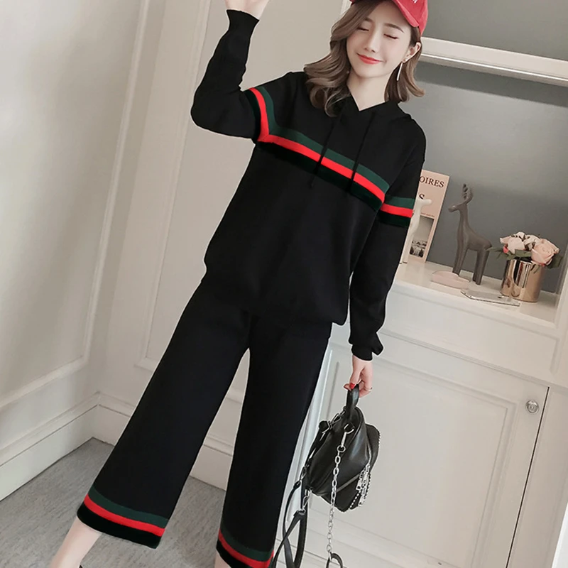 Women Suit Sport Hoodie And Pants Luxury Style Female Baseball Uniform Short Hat Collar Black Cool Fall Winter New 2022