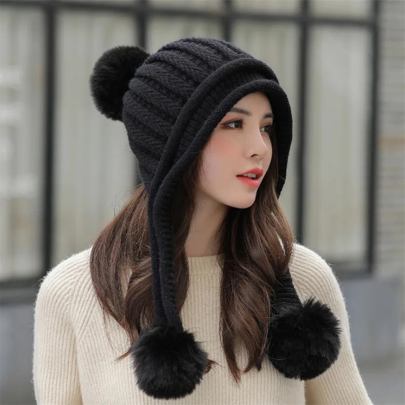 Rrichmaan Bonnet Femme | Chapeaux de Noël | Bonnets de Ski Poignets  tricotés à 2 Couches, Image d'animal, Pompons Mignons pour l'hiver et  l'automne