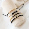 4Pcs/Set Fashion Black Glass Stone Bracelets For Women Boho Handmade Jewelry Accessories 3