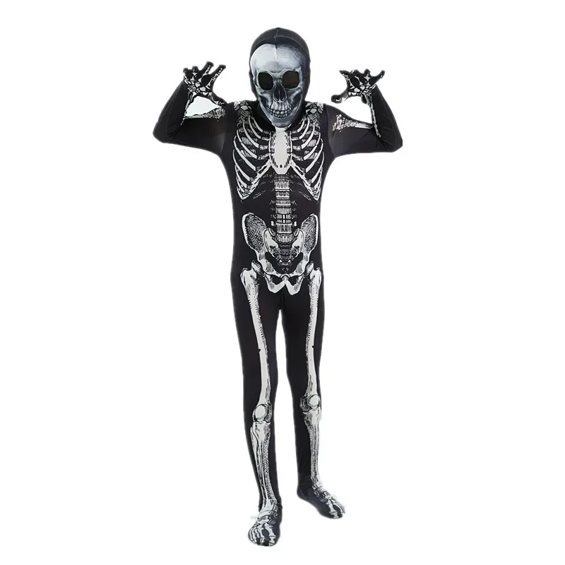 Kinder Skelet Patroon Heren Horror Hoodie Dark Ghost Styling Halloween Horror Skelet Jumpsuit Voor Mannen En Vrouwen Kostuums