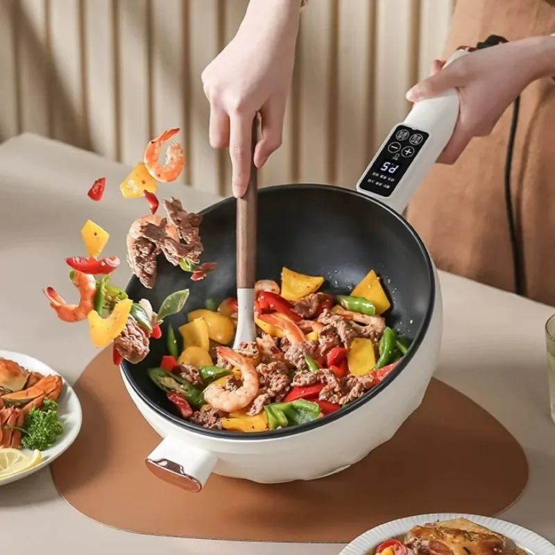 Electric Wok for Stir Frying Vegetables Multifunctional Non Stick Electric Wok Noodle Cooker Steaming Boiling Hot Pot