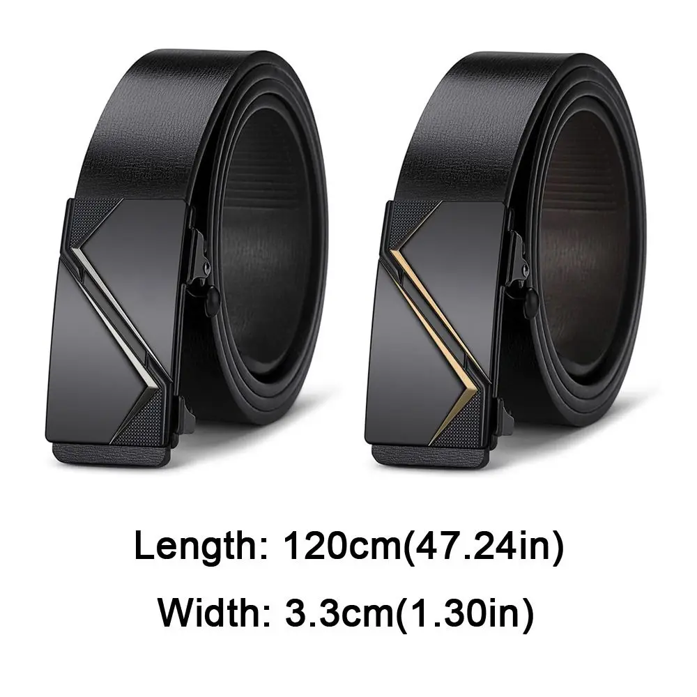 Casual Geometric Genuine Leather Belt Luxury Design Man Automatic Buckle Waist Belt Trendy Brand Business Waistband