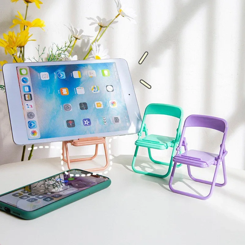 Cute Mini Chair Phone Holder Adjustable Desktop Stand Kawaii Tablet Support Desk Organizer