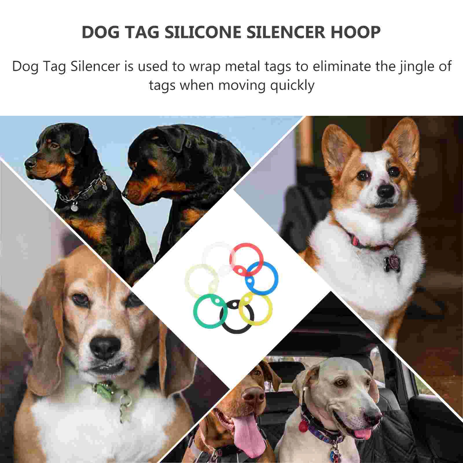 14pcs Silicone Dog Name Tag Silencers Pet Cat Tag ID Mute Hoops Pet ID Silencers Silicone Silence Hoops pet tag silencers