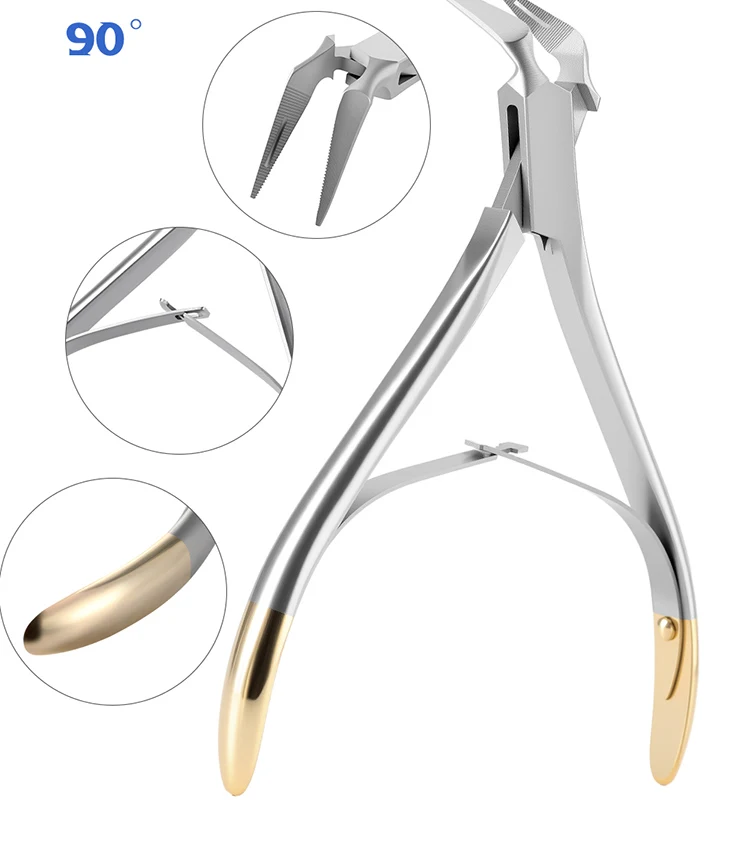 AZDENT Dental Restwurzelpinzette Zahnwurzelextraktionszange Wurzelfragmentzange gerade gebogen 45 ° /90 ° Instrumentenwerkzeug – Detail 8
