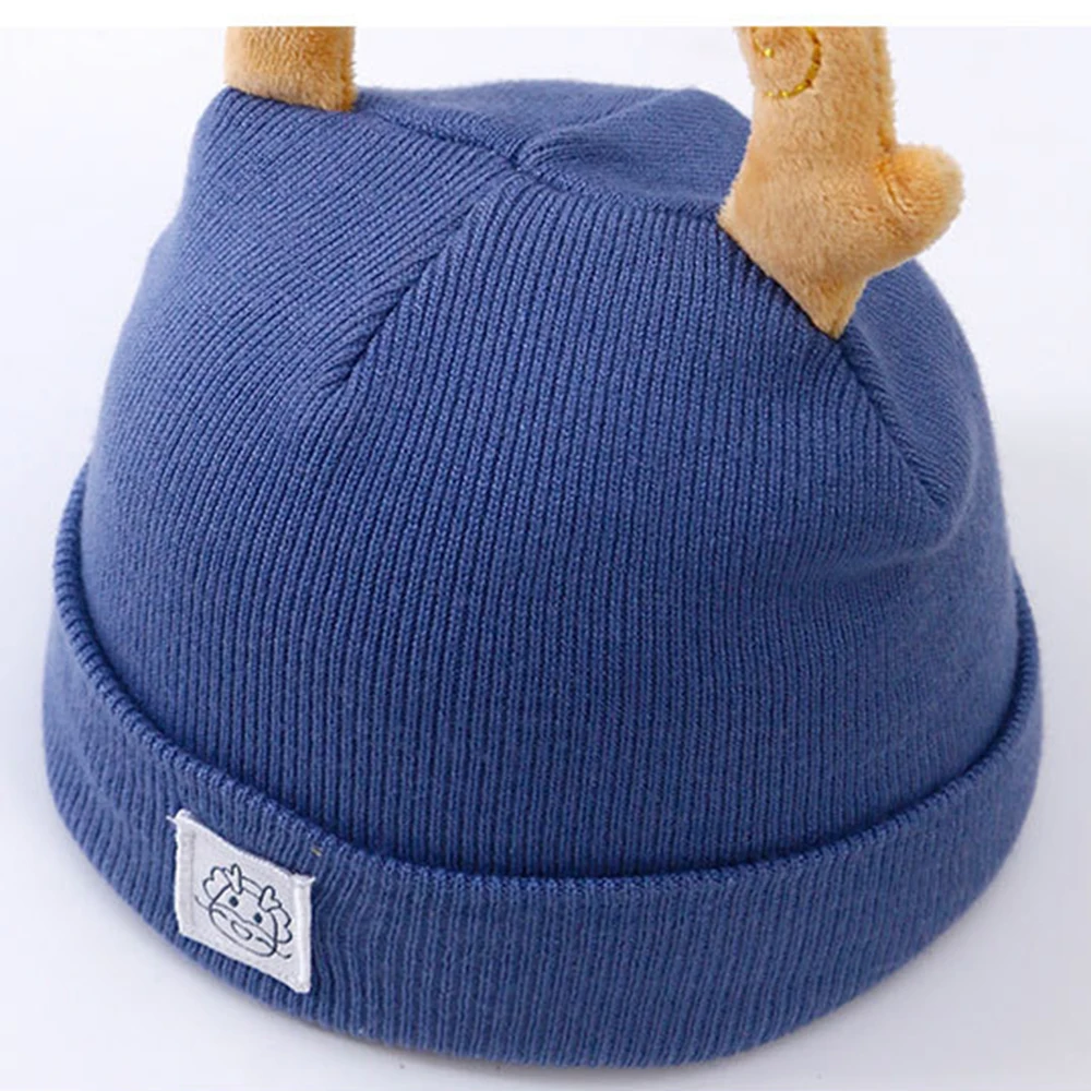 Baby Hat Scarf Set Children's Neck Scarf Knitted Woolen Hats 3D Cartoon Animal Horn Cotton Beanies Caps For Kids 3-18 Month