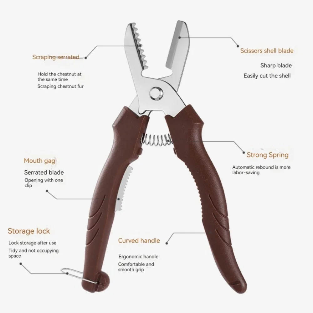 Multipurpose Chestnut Scissors Peeler Chestnut Shell Peeling and Leather Clip Cross Cutting Knife Peeler For Kitchen chestnut peeler