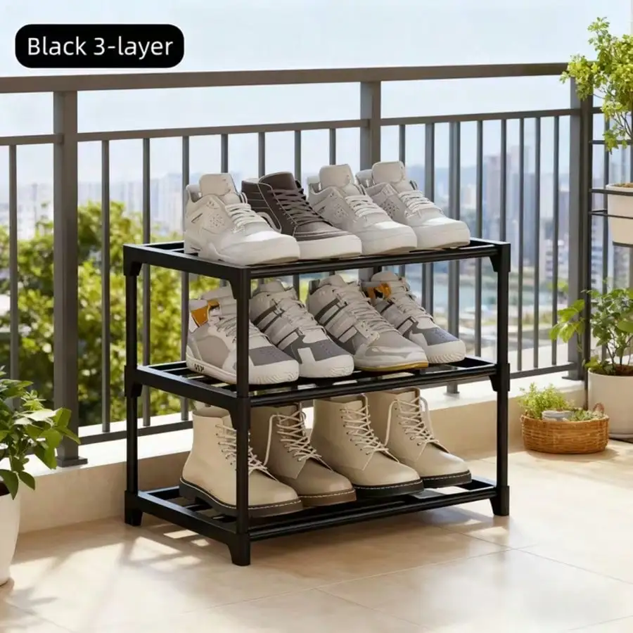 1pc Simple Multi Tier Shoe Rack Durable Shelving Natural Untreated Shoe Storage Organizer Easy Assemble For Entryway