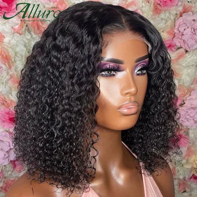 

Short Deep Wave Bob Wigs Curly Lace Front Human Hair Wig Black Women Afro Jerry Curly Brazilian Bob Lace Wigs Pre Plucked Allure