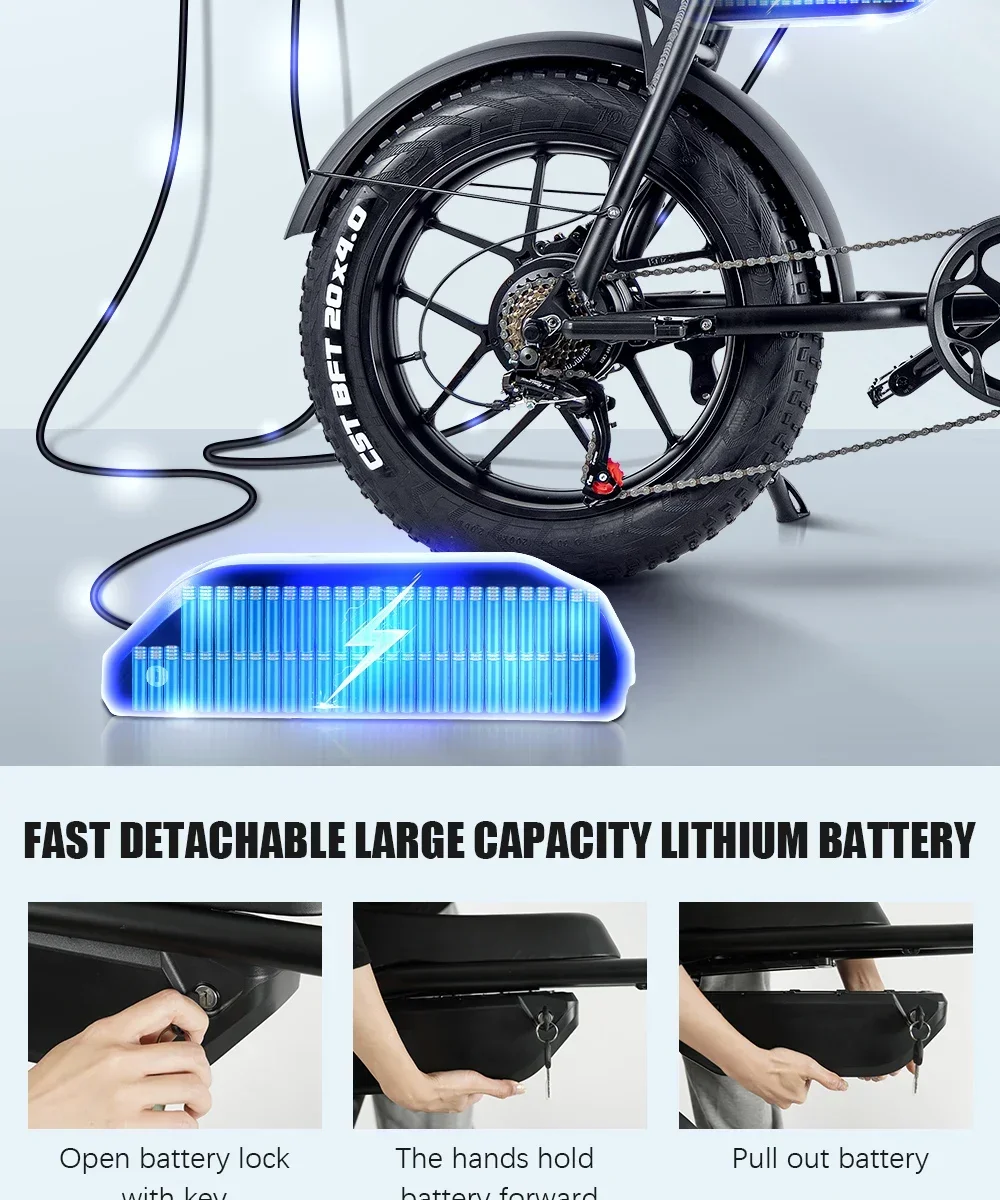 CMACEWHEEL K20 Electric Bike 20“ Fat Tire E-bike 48V/17Ah Battery 7-Speed E MountainBike Men & Women Torque 70N.m S4688c45ecce44f999fcbcf10eb7be1221