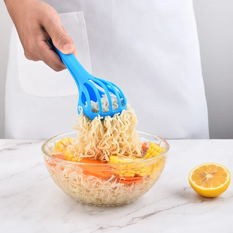 1Pcs Multifunctional 3 in 1 Egg Beater Drinks Whisk Mixer Stirrer Nylon Noodle Tongs Pasta Spaghetti Food Clips Kichen Tools