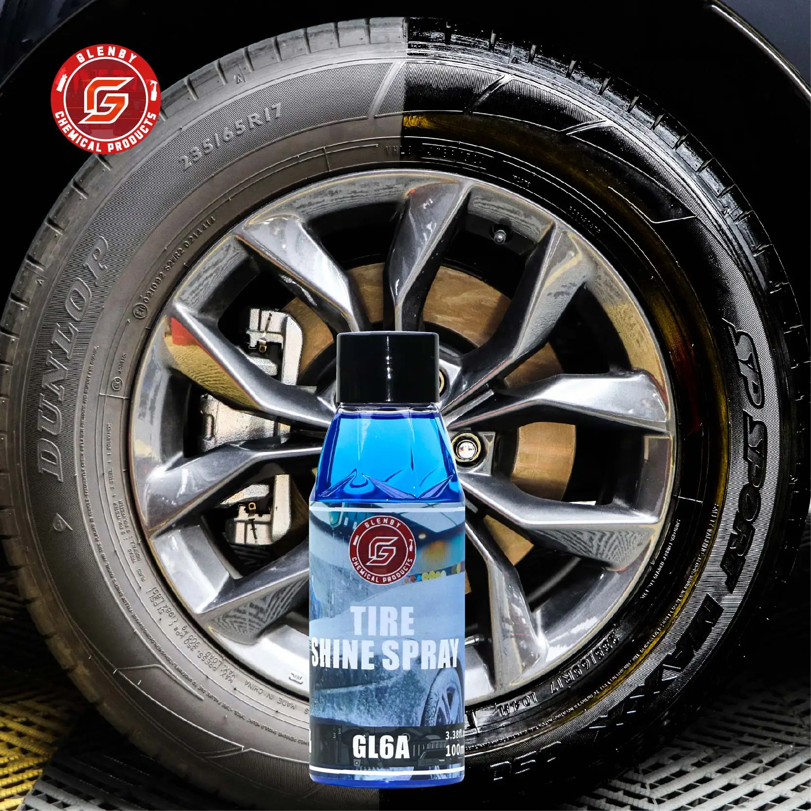Tire Shine Spray Glenby GL6A Tire Wet Specially Formulated Tire Shine Keep Them Looking Wet Black and Glossy One Quick Spray