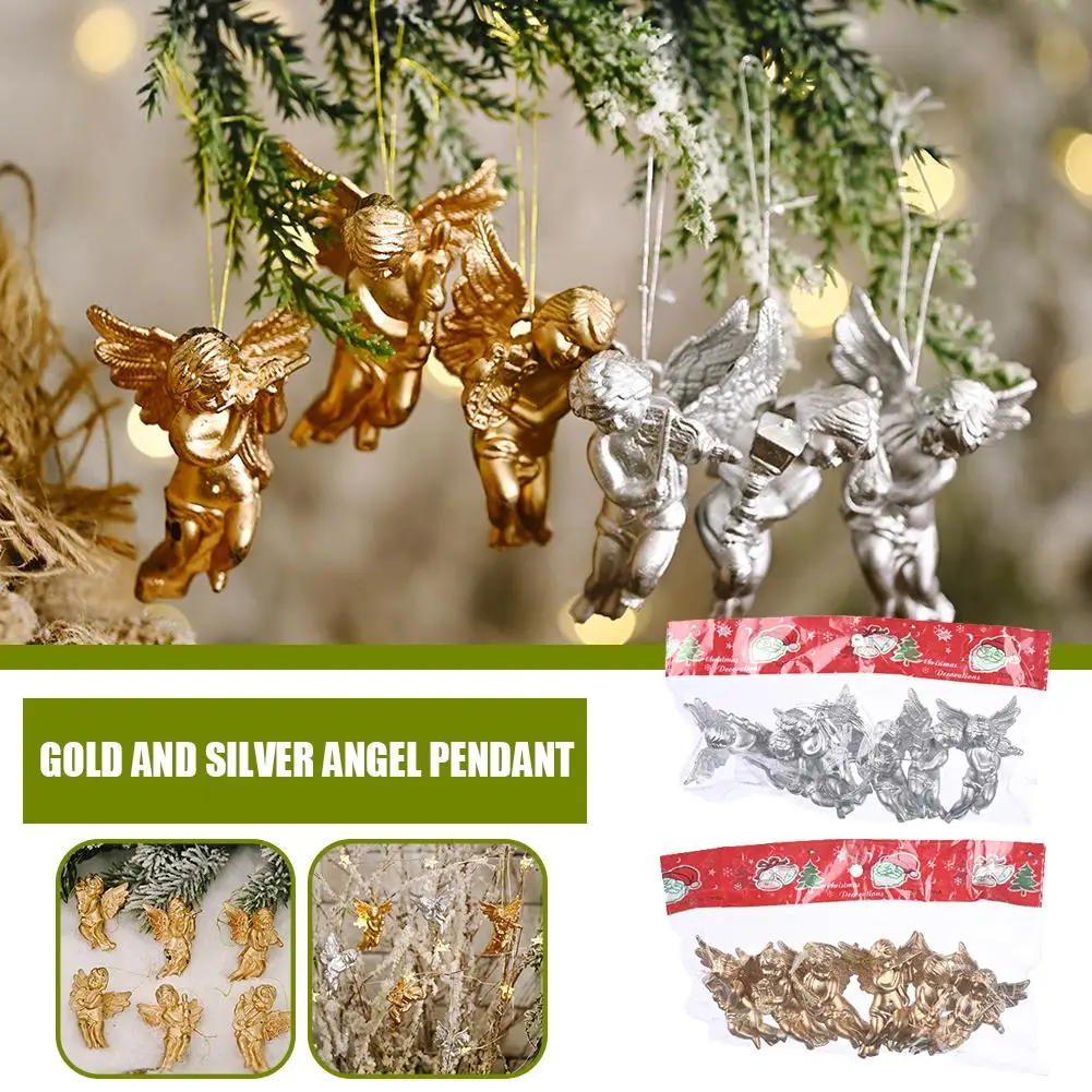 

Angel Pendant Christmas Tree Hangings Decorations Gold/silver Color Xmas Cute And Decoration Garden Tree 6pcs Holy N1F6