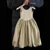 Girls Backless Sundress Summer Paneled Beach Dress Solid Color Minimalist Chic Cotton 2-7 Years Baby Girl Clothes Kids Dress