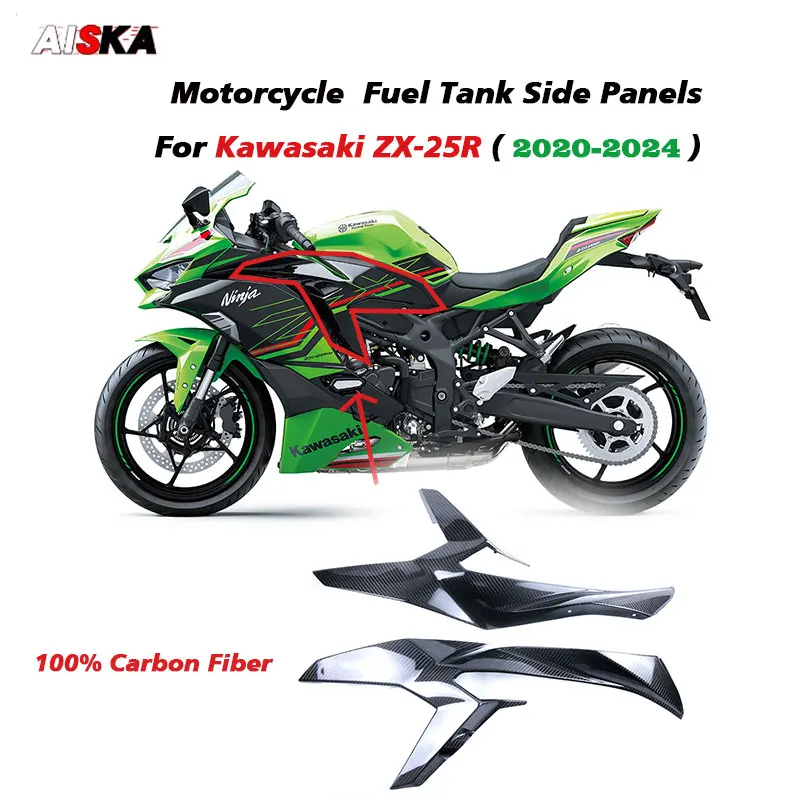 

For Kawasaki ZX25R ZX-25R 2020 - 2022 2023 2024 3K Full Carbon Fiber Fuel Tank Side Panels Fairing Motorcycle Accessories Parts